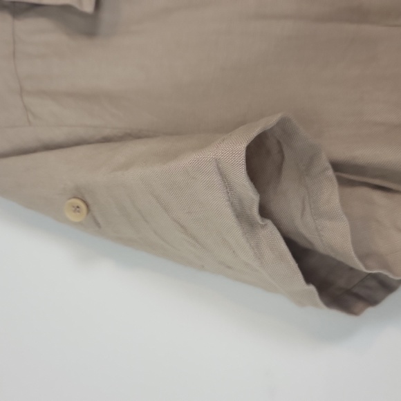 STYLE & CO Tan Neutral 100% Linen Roll-Tab Sleeve Pocket Button-Down Blouse Top - Picture 5 of 10
